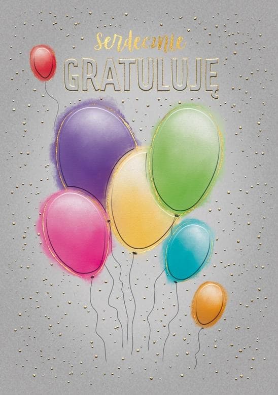 A5-kort Grattis - Massa ballonger