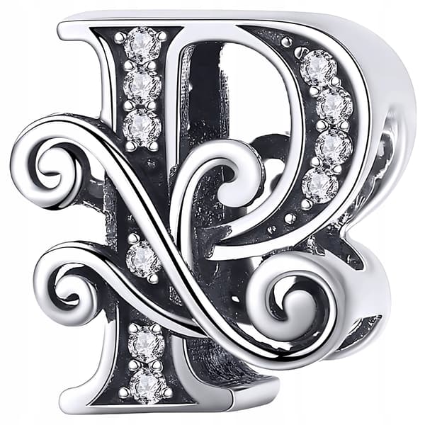 Berlocker bokstaven P silver 925 bokstavspärla silverhänge berlocker pr 925