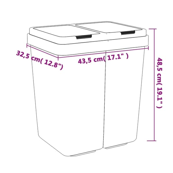 vidaXL Dubbel papperskorg vit 2x25 l
