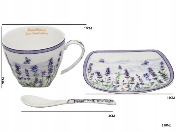 Set med 2 porslinsmuggar, 250 ml, i presentask - Lavender-kollektionen