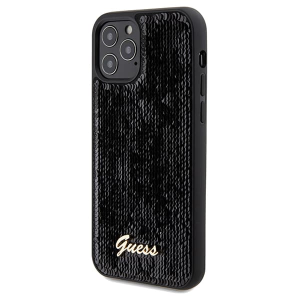 Guess Sequin Script Metallskal till iPhone 12/12 Pro, Svart