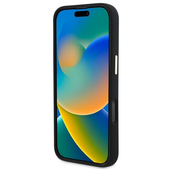 Guess Silikone Metal Logo & Ramme Etui til iPhone 16 Pro Sort