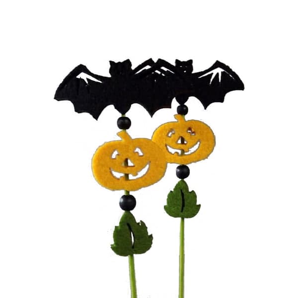 Svarta filtfladdermöss med pumpor - Halloweendekoration