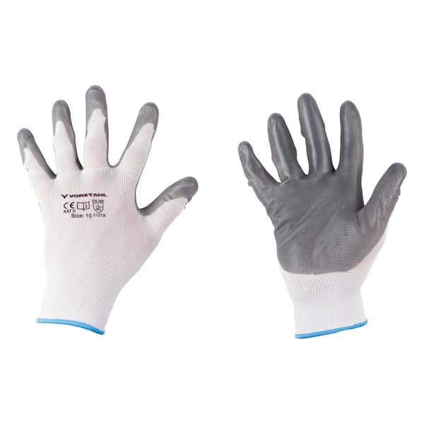 Skyddshandskar av polyester med nitril, 12-pack, storlek 9, Vorstahl-kvalitet