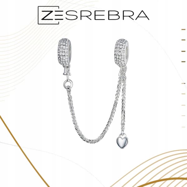 Berlockkedja säkerhet silver 925 silver zirkoner berlocker pr 925