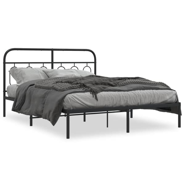 vidaXL metalsengestel med hovedgærde sort 140x190 cm