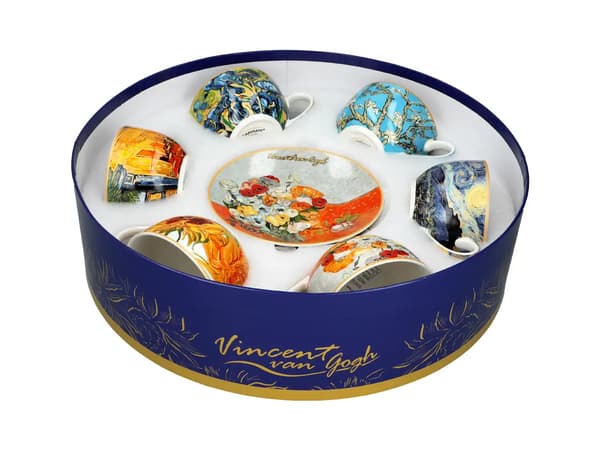 Carmani Set med 6 koppar i rund ask - V. van Gogh