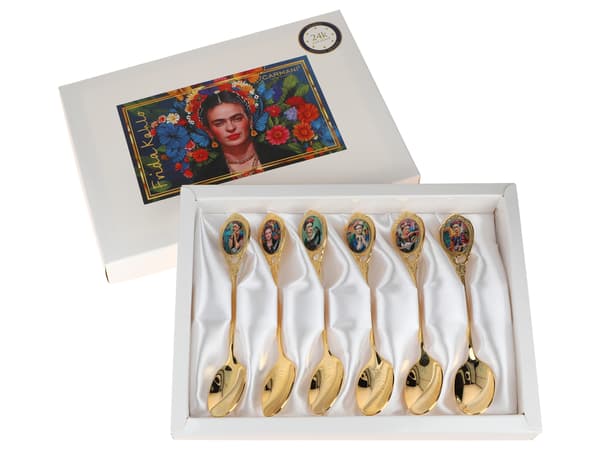 Carmani, förgyllda teskedar - Frida Kahlo (6 st/set)