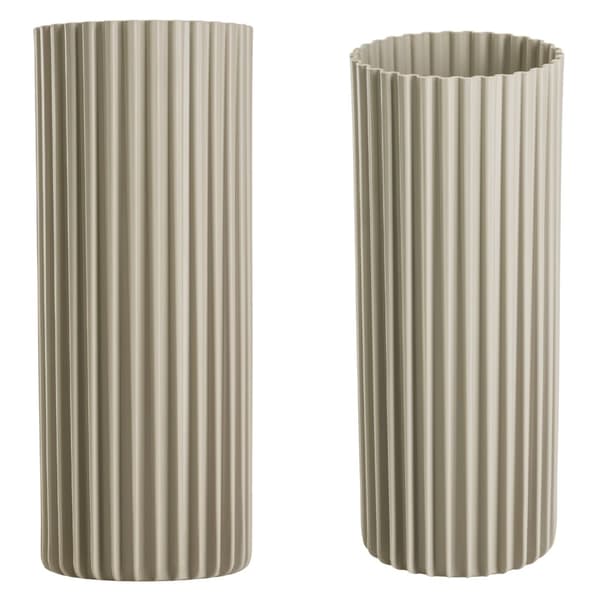 Sæt med 3 moderne beige RIBS vaser