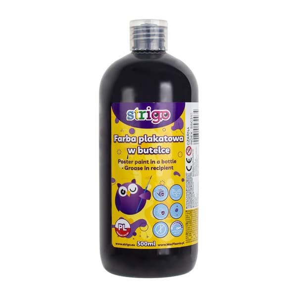 Plakatmaling i en 500 ml flaske, sort STRIGO