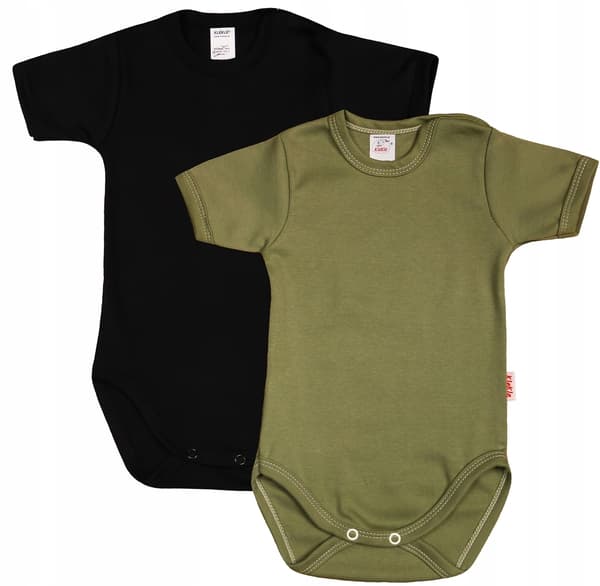 KR bodysuit glat 2PAK sort og khaki r 92 klekle
