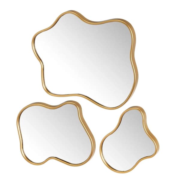 Sæt med 3 vægspejle i guld.