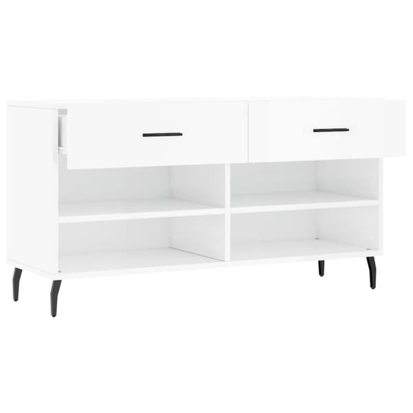 vidaXL Bänk med skoförvaring högglansvit 102x35x55 cm