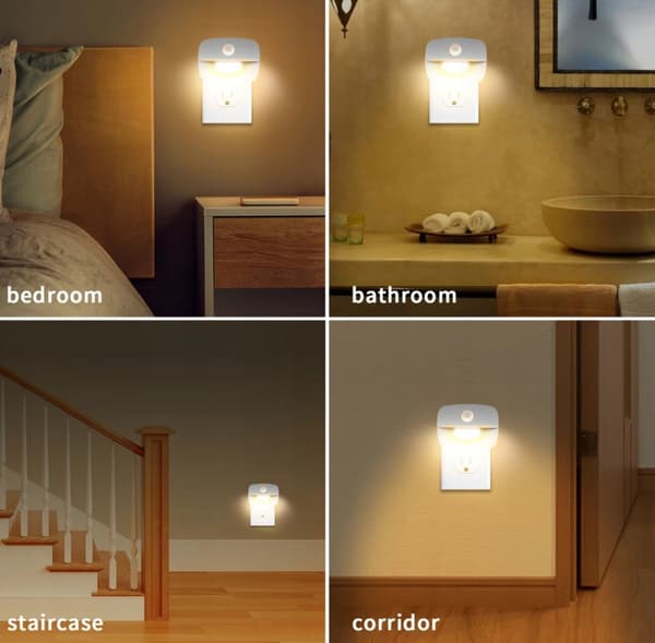 Smart natlampe med sensor, netværksforbundet, lille, kontakt, PIR