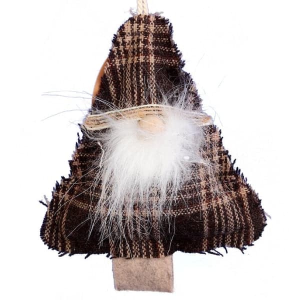 Juledekoration, stofvedhæng, 12 cm, brun