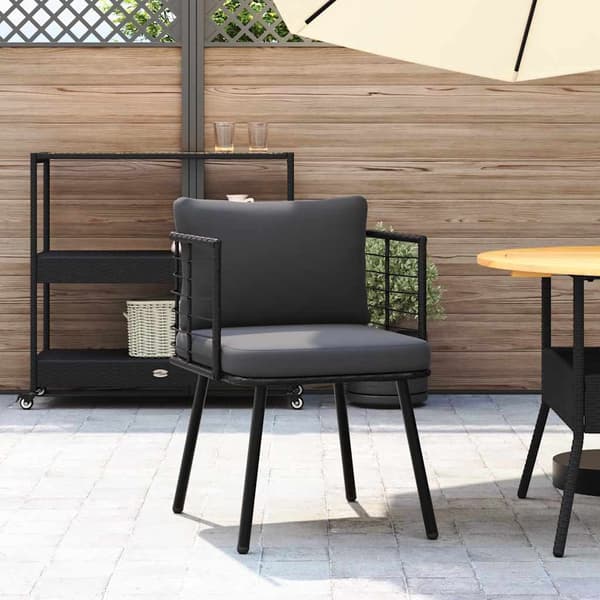 vidaXL havestol med hynder, sort, polyrattan