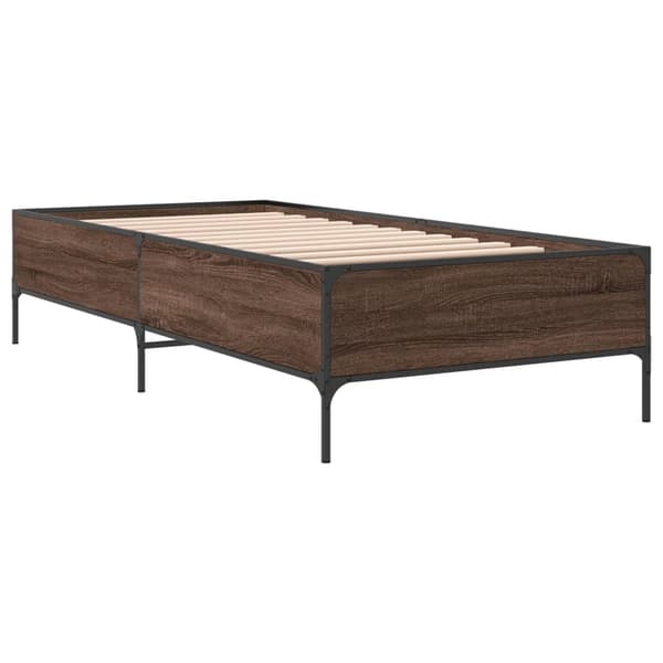 vidaXL Sängram brun ek 75x190 cm träbaserat material