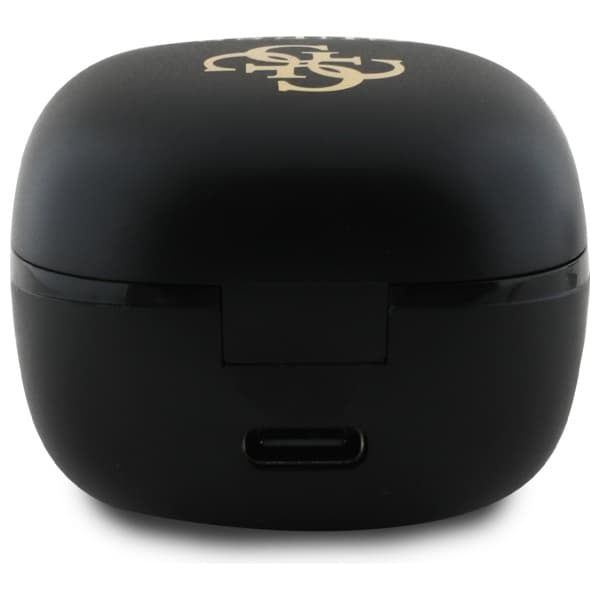 Guess TWS Iridescent 4G Bluetooth-hovedtelefoner med trykt logo + dockingstation, sort