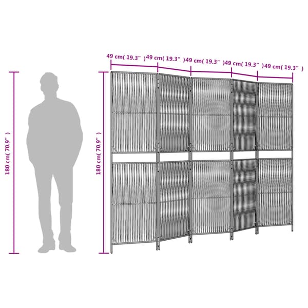 vidaXL 5-panelsskärm, svart, polyrotting