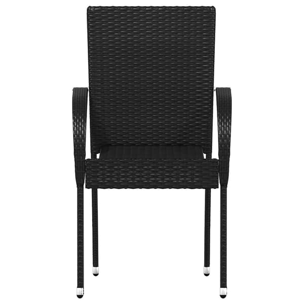 vidaXL stabelbare havestole, sæt med 4, polyrattan, sort