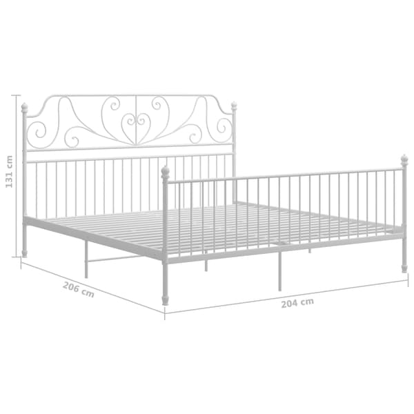 vidaXL Sängram vit metall 200 x 200 cm