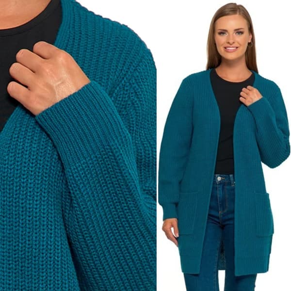 Dam Klassisk Stickad Kofta Feminin MORAJ L/XL BLÅ