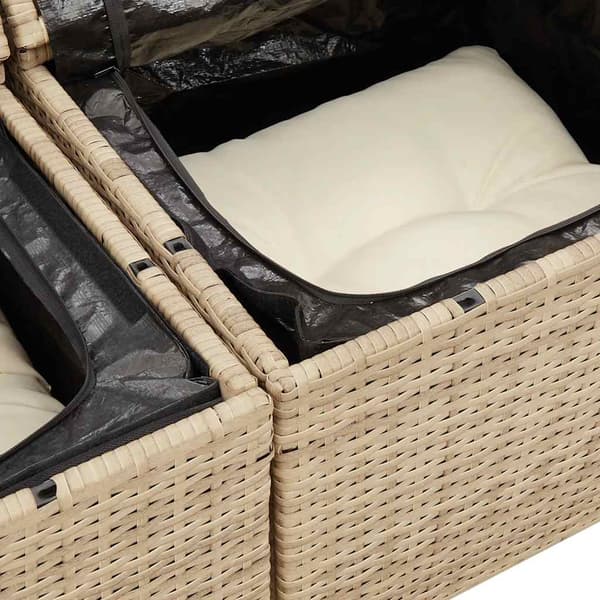 vidaXL Trädgårdssoffa med kuddar, 2-sits, beige, polyrotting