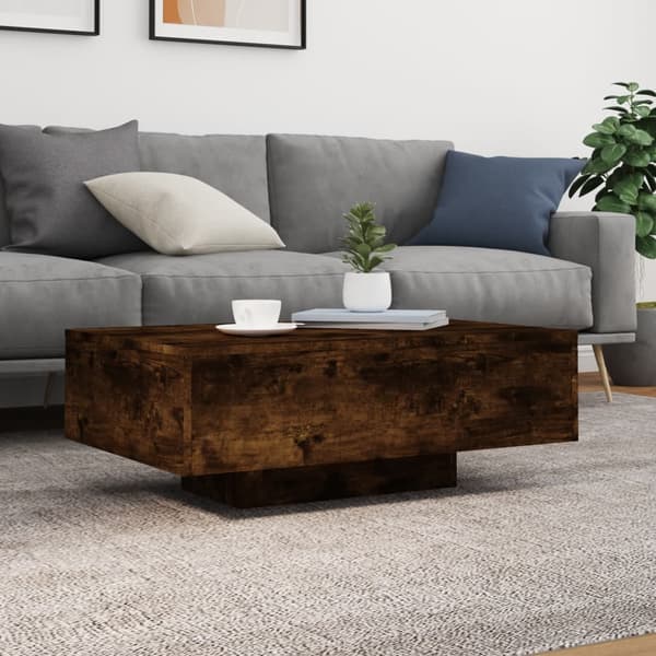 vidaXL LED sofabord røget eg 85x55x31cm