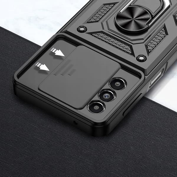 ETUI til Samsung A14 5G ARMOR SLIDE RING + GLAS