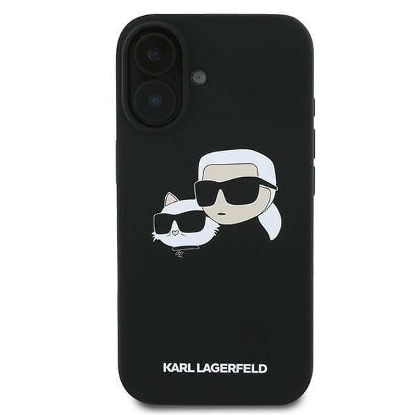 Karl Lagerfeld Silikone Dobbelthoved Print MagSafe-etui til iPhone 16 Plus, Sort