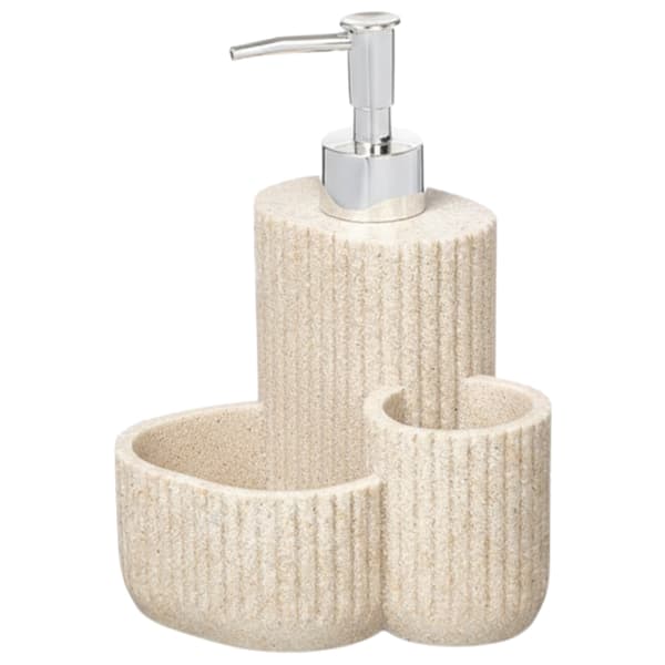 Køkkenopvaskemiddeldispenser med børste og svamp, beige
