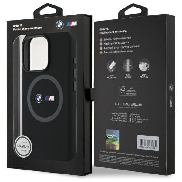 BMW M Silikone Trykt Ring MagSafe-cover til iPhone 16 Pro Max, Sort