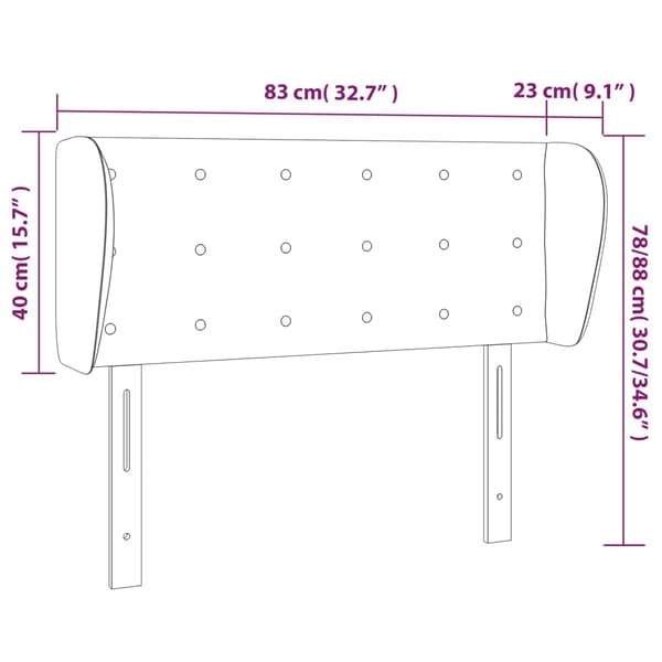 vidaXL Vingad nackstöd mörkgrå 83x23x78/88 cm sammet
