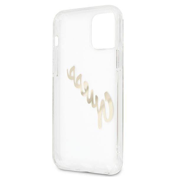 Guess Vintage Script Guldfärgat skal till iPhone 12 Pro Max, Transparent