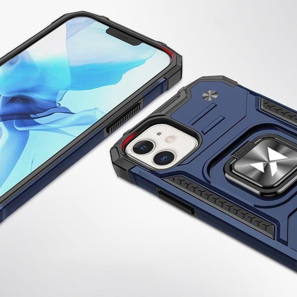 Armeret cover til iPhone 14 Plus magnetisk holder Ring Armor blå