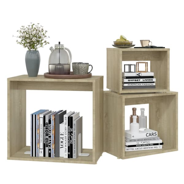 vidaXL 3-pack slitsbord, Sonoma ek