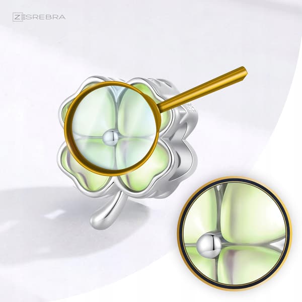 Berlocker klöver opal silver S925 pärlor grön klöverpärla