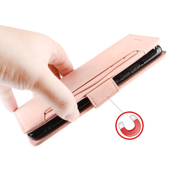Realme 14 Pro 5G Flip-etui, Kortholder, Lyserød