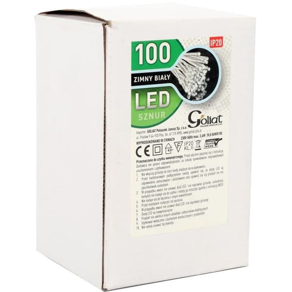 Julgransbelysning 100 LED, inomhus, kallvit, längd 5m