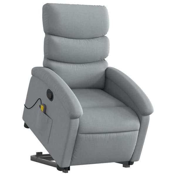 vidaXL Lyftbar massagefåtölj ljusgrå tyg