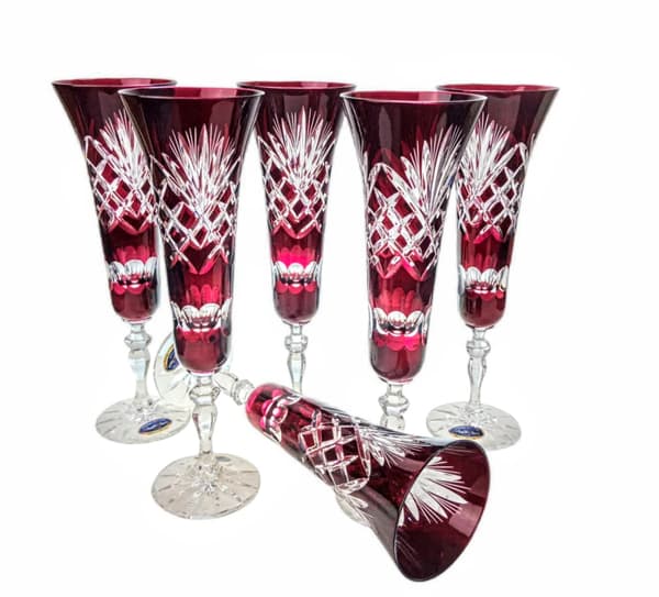 Rubinfärgade kristall champagneglas 170 ml ananas