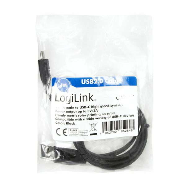 USB-C til USB-A-kabel 1m LogiLink, hurtig opladning af dataoverførselsenhed