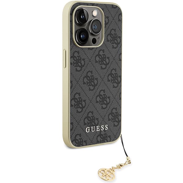 Guess 4G Charms Collection-etui til iPhone 15 Pro, grå