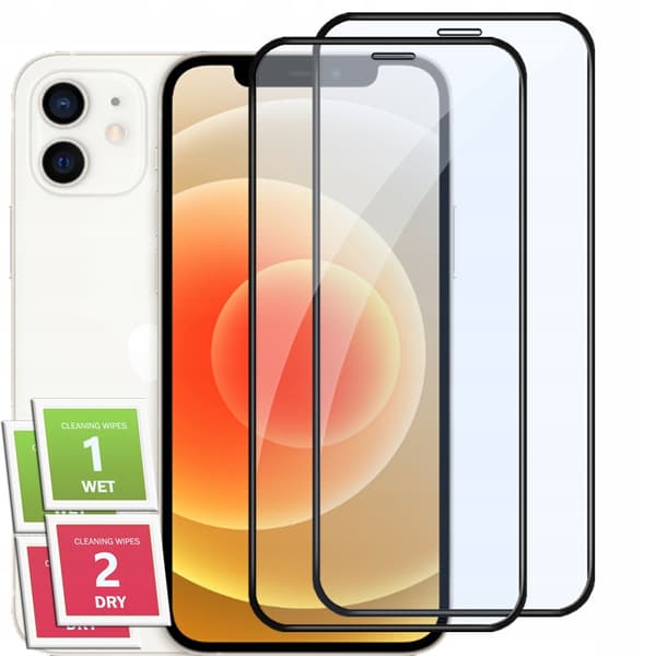 2x Härdat glas för iPhone 12/12 Pro med helskärmstäckning, 5D-glas