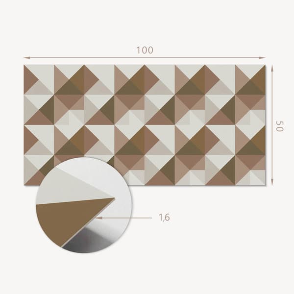 Självhäftande vinylpanel - Tryckt dekoration 100x50 cm triangulär geometri