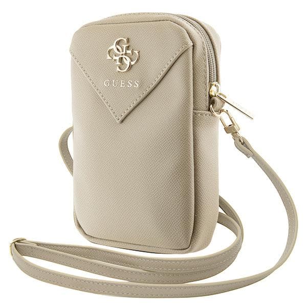 Guess Zip Triangle 4G Taske, Mørk Beige/Beige