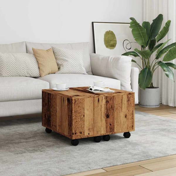 vidaXL sofabord, antik træ, 60x60x38 cm, spånplade