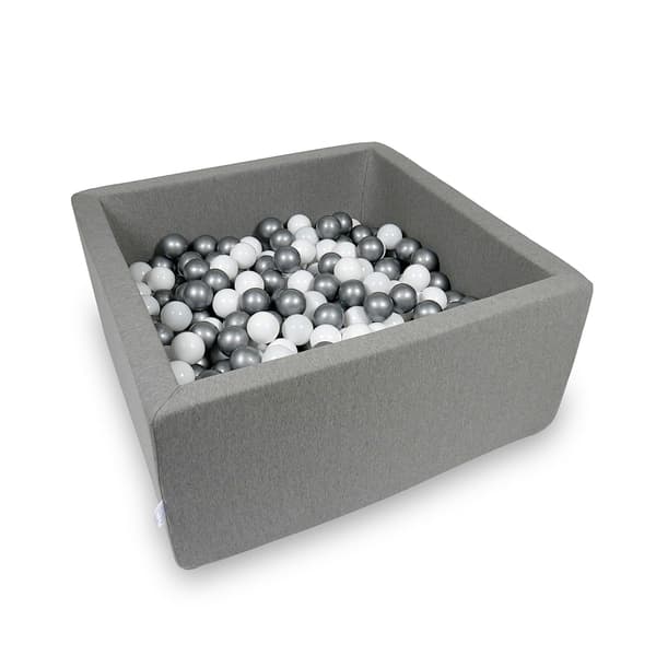 Torrpool 90x90x40cm grå med 400 bollar: vit, silver