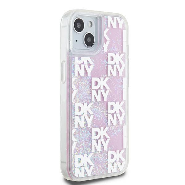 DKNY Liquid Glitter Multilogo iPhone 15-skal, Rosa