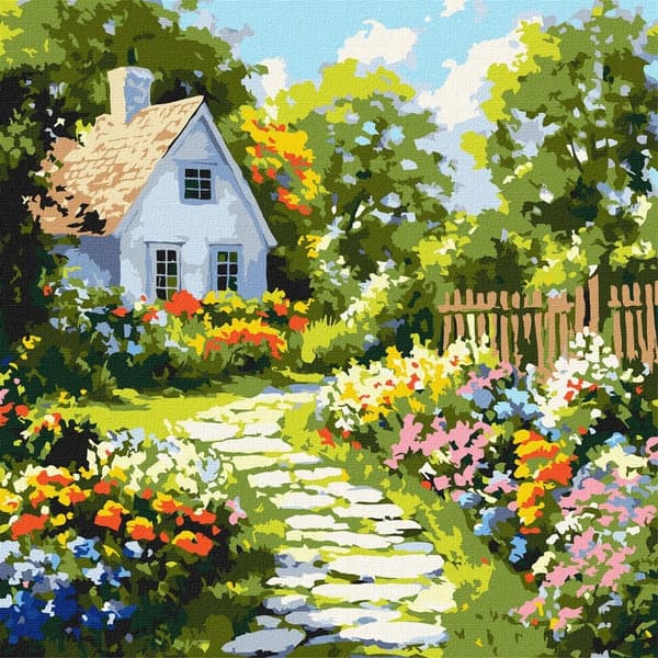 Maleri efter tal - Blomster nær sommerhuset